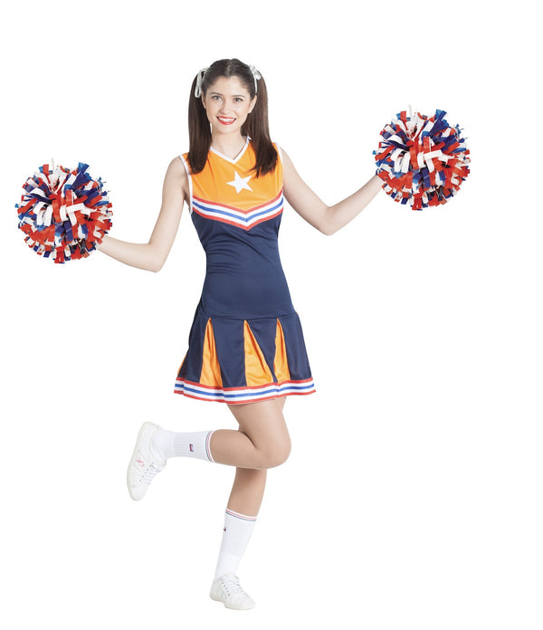 CHEERLEADER ORANGE COSTUME-ONE SIZE
